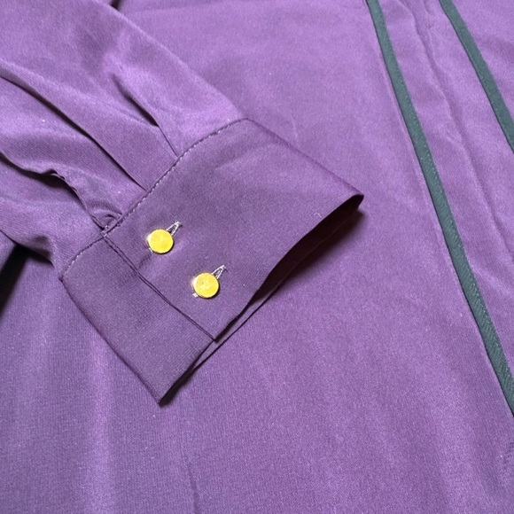 Calvin Klein Purple Long Sleeve Blouse Large Gold Button Detail - Picture 3 of 5